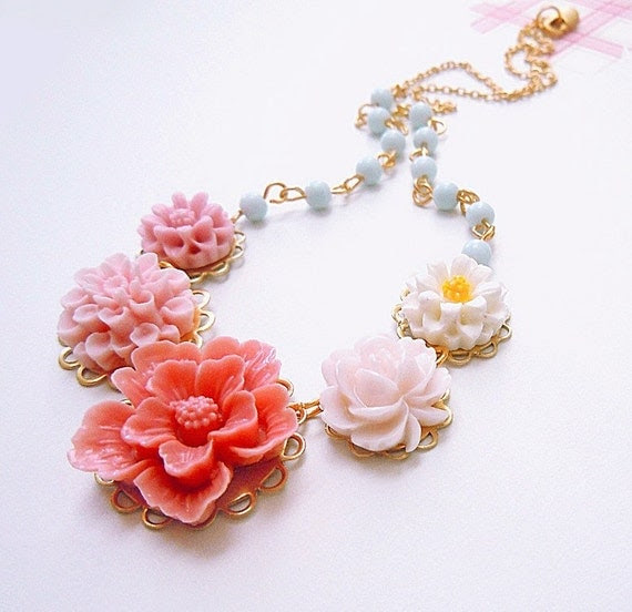Blushing Embrace - Flower Necklace