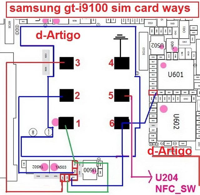 samsung gt-i9100 S2 sim card ways This post i will share with you how to solve your samsung GT-i9100 insert sim card problem. at first check your device sim card connector this line if you found any line is short you need to connect this line using copier coil.