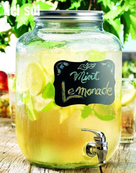 Clear Glass 2-gallon Chalkboard Beverage Dispenser with Spigot ~ Juice Holder Jug Party Centerpiece, country chic weddings, shabby chic, bbqs, engagement party ideas <3
