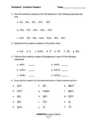 20 Oxidation Numbers Worksheet ~ ESL Worksheets Kids