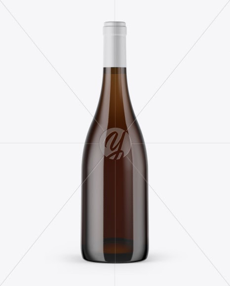 Download Download Amber Glass Bottle with White Wine Mockup PSD