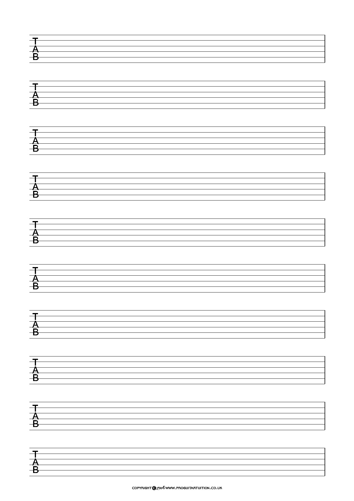 Printable Blank Guitar Tab