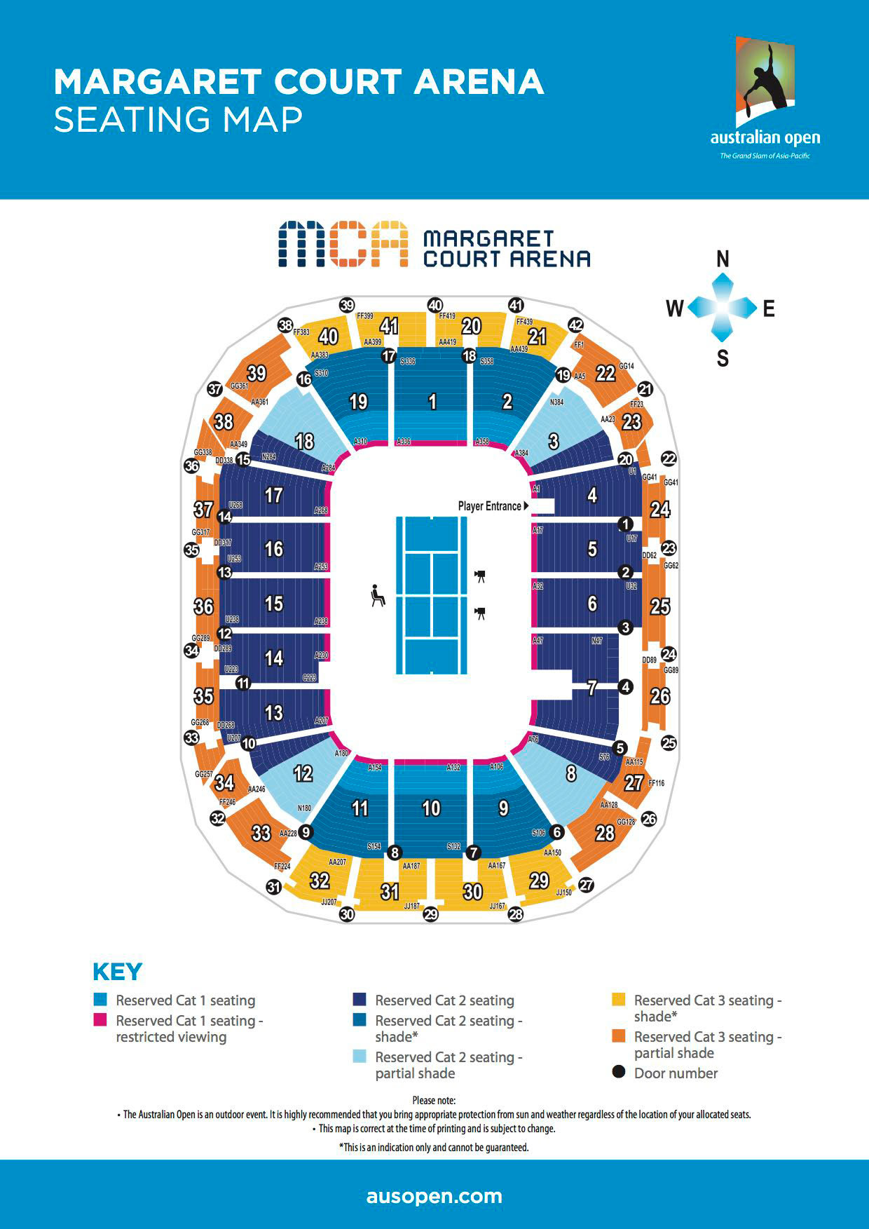 Margaret Court Arena Seating Plan / Stadium Details Official Map