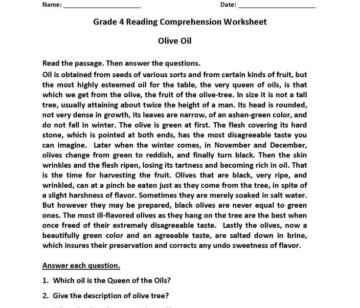English Language For Fourth Graders Worksheets