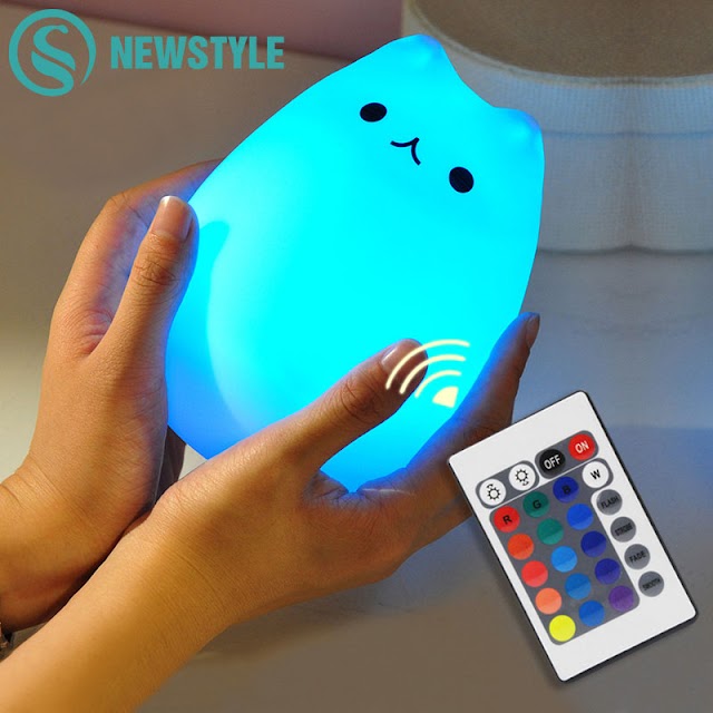 Beste Kopen Kleurrijke Kat Siliconen LED Nachtlampje Oplaadbare Touch
Sensor Licht 2 Modes Kinderen Leuke Night Lamp Slaapkamer Goedkoop