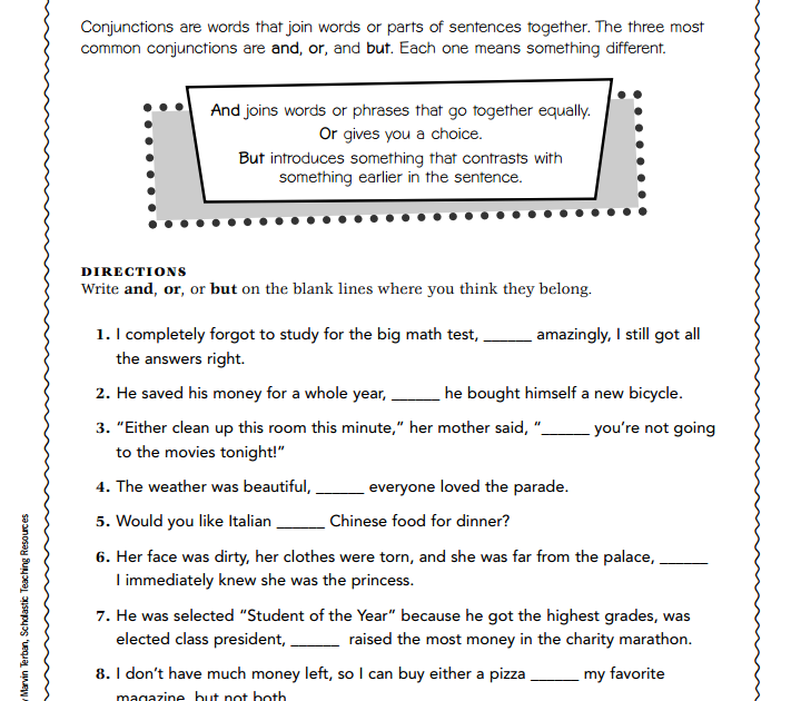 Contrasting Conjunctions Worksheet