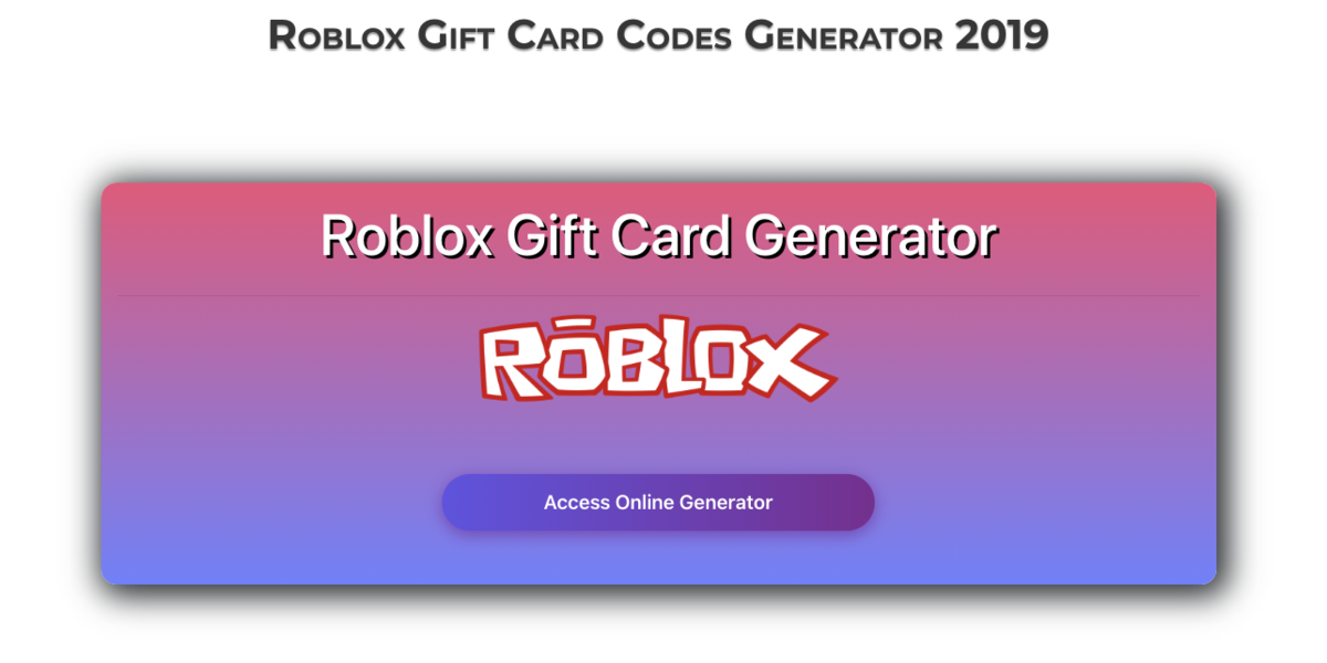 gift card generator roblox