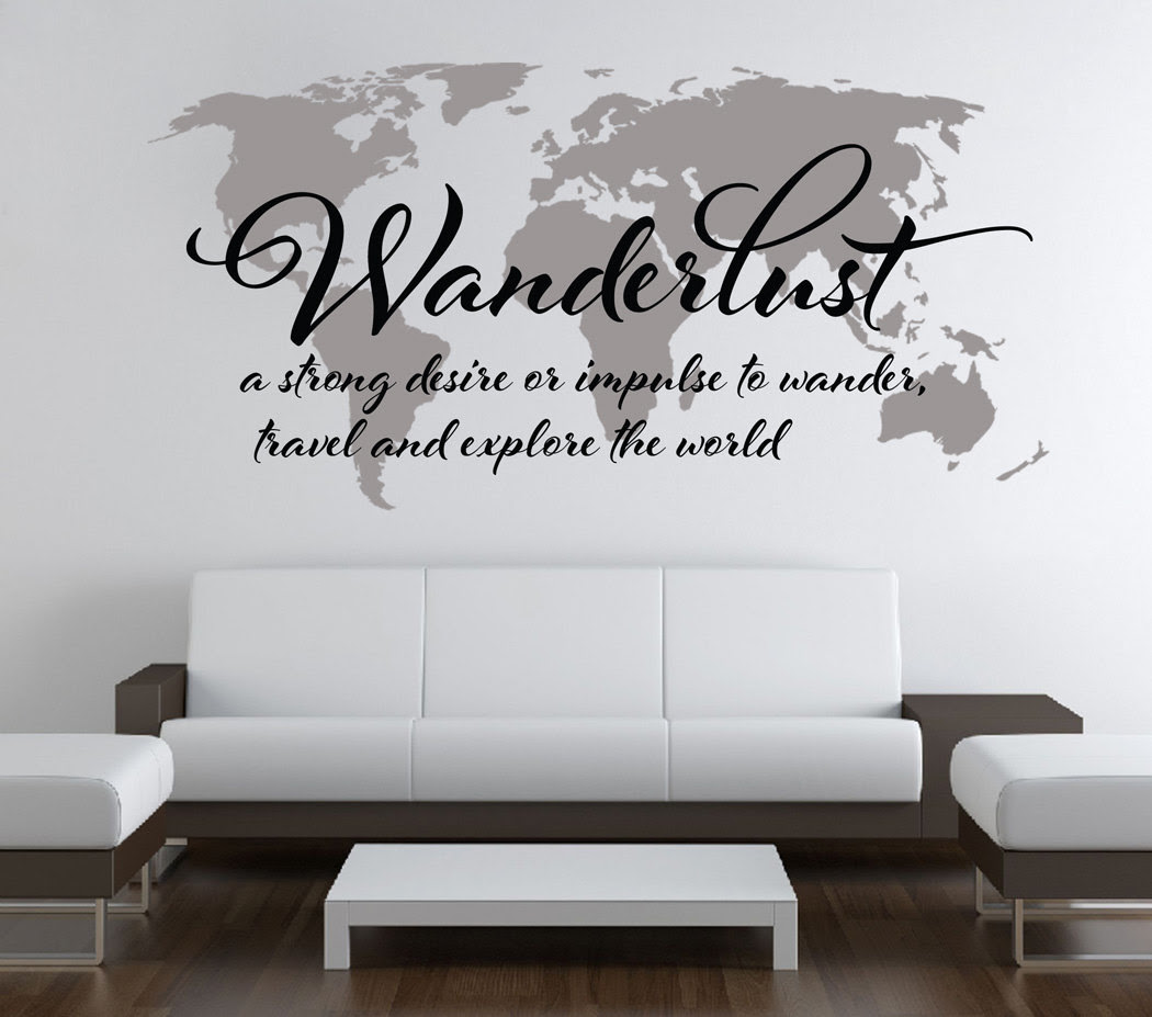 Wanderlust Travel Quote World Map Wall Art Decal \u00b7 Moonwallstickers.com \u00b7 Online Store Powered Wanderlust Travel Quote World Map Wall Art Decal \u00b7 Moonwallstickers.com \u00b7 Online Store Powered