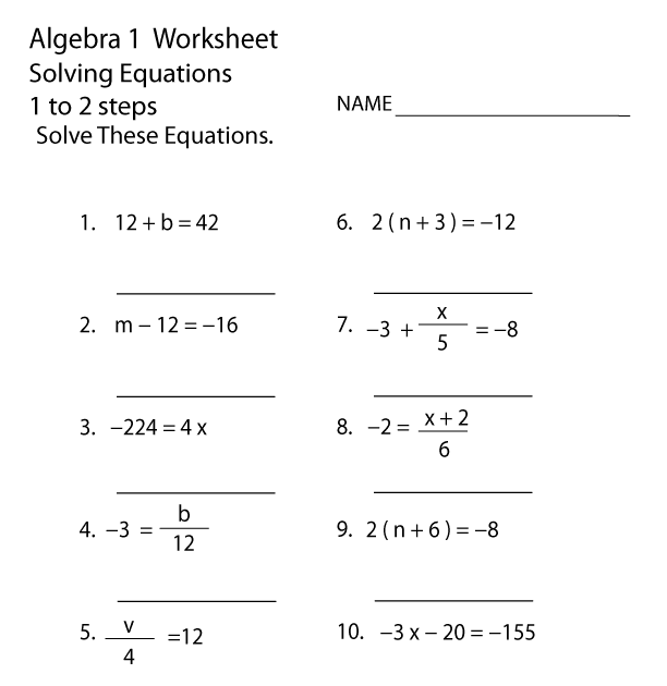 solve for x equations worksheet
