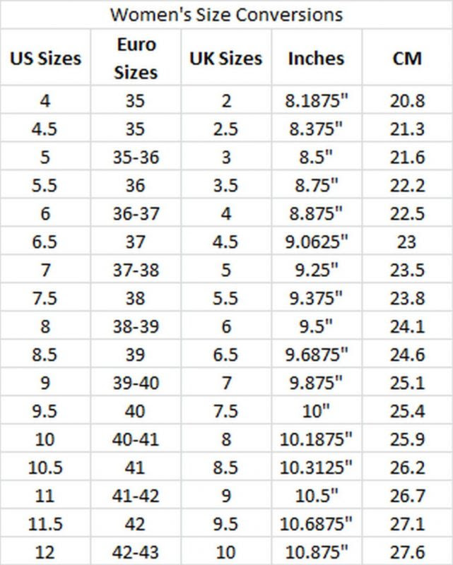 Print Out Mens Printable Shoe Size Chart - Inside my Arms