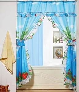 Amazon.com - Tropical Palm Tree Double Swag Valance Tie backs