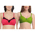 Clovia Women's Cotton Rich Non-Padded Non-Wired T-Shirt Bra + Women's
Cotton Non-Padded Wirefree Bra with Demi Cups - Green