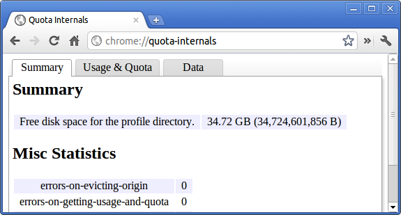 chrome quota internals
