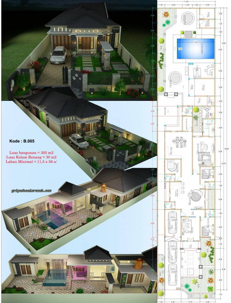  Desain  Rumah  Mewah 1 Lantai Dengan Kolam  Renang Interior 