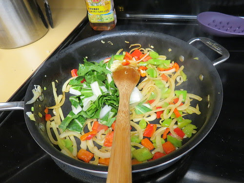 bok choy, garlic and curry in