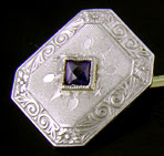 Elegantly engraved sapphire and diamond cufflinks. (J9039)
