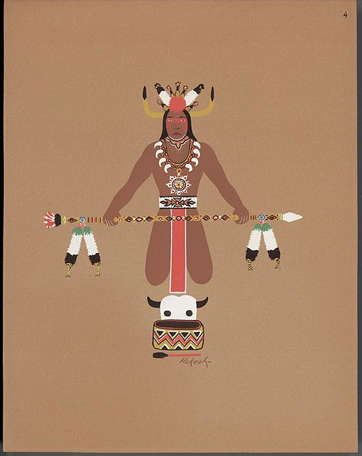 native American pochoir print by Jack Hokeah