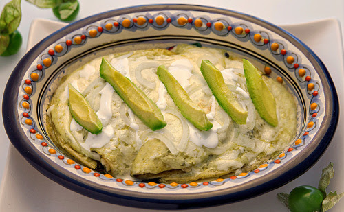 Enchiladas Verdes Suizas con Pollo