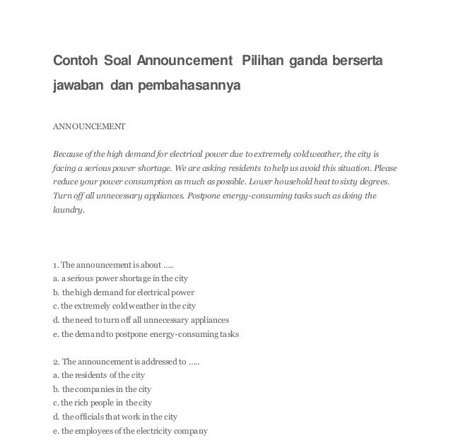 Contoh Soal Daily Activities Pilihan Ganda Barisan Contoh