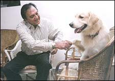 Sunil Dutt with his dog