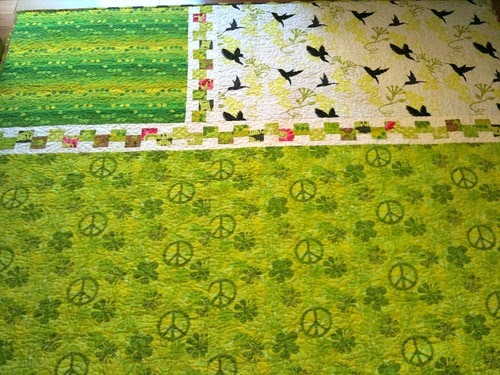 lime green quilt, back