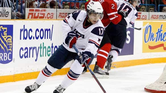Forward Ryan Bourque of Team USA is among the 22-men roster that will defend its world junior hockey championship on home soil later this month.
