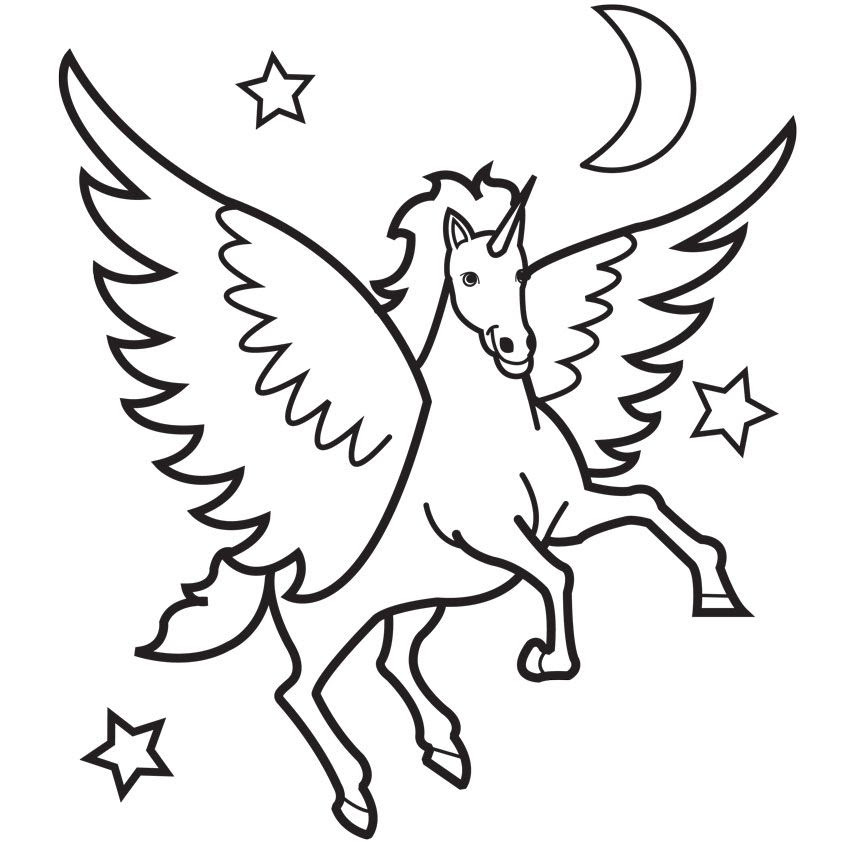 Realistic Winged Unicorn Unicorn Coloring Pages - Coloring and Drawing