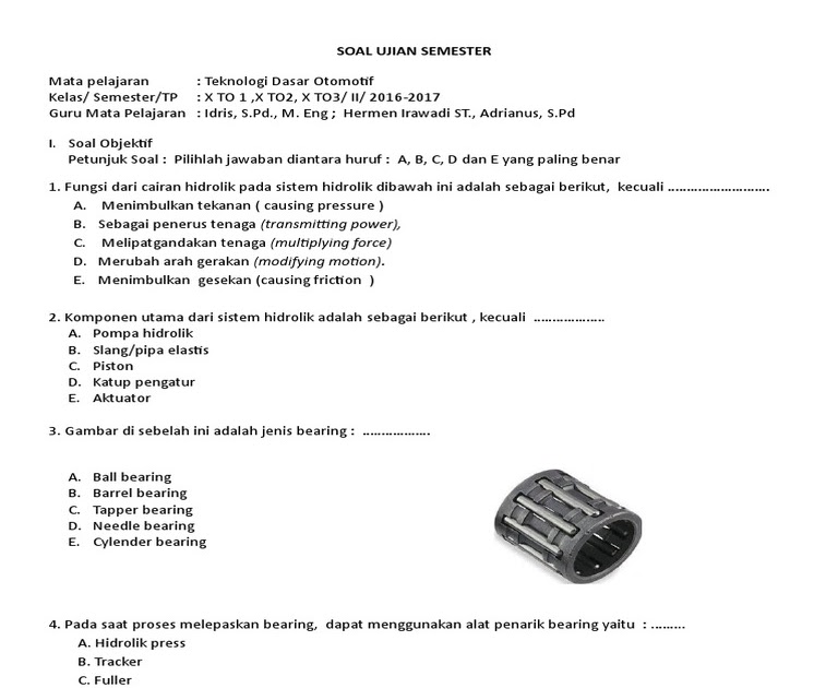 Contoh Soal Gambar Teknik Otomotif Kelas 10