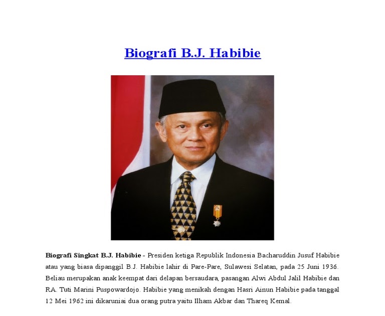 Biografi Singkat Bj Habibie Dalam Bahasa Inggris