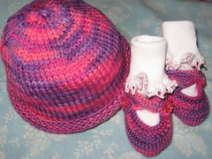 pink hat and booties