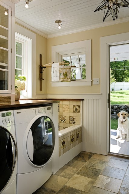 Stunning laundry room, mud room & dog shower - traditional