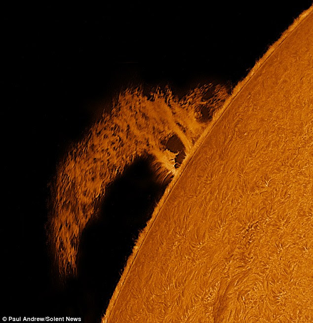 Filaments of gas shoot out millions of miles from the sun's surface, before falling back down onto the surface of the star
