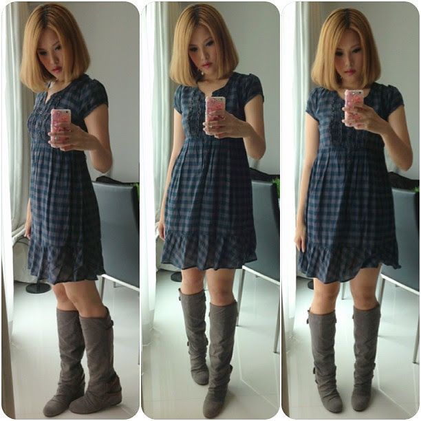 Ootd. @hm babydoll dress #aldo #boots. #fashion #shoeaddict #ootd #lotd #lookoftheday #outfitoftheday #clozette #instafashion