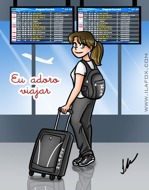Eu adoro viajar, No Aeroporto, ilustração by Ila Fox