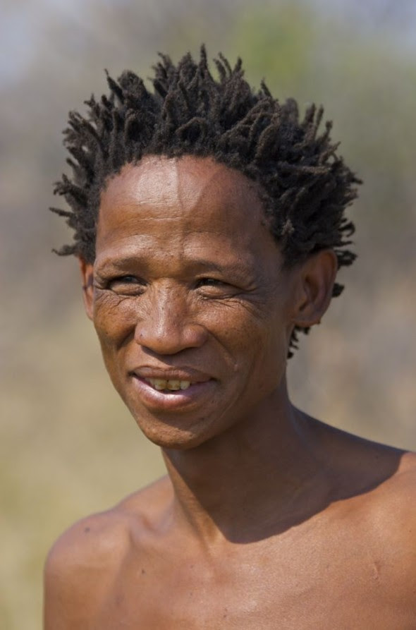 Our bushman guide. Ju/'hanse San people, or as they are more commonly known, the Bushmen, near Tsumkwe, eastern Namibia.