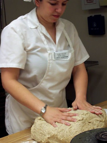 Blocking the pumpernickel dough