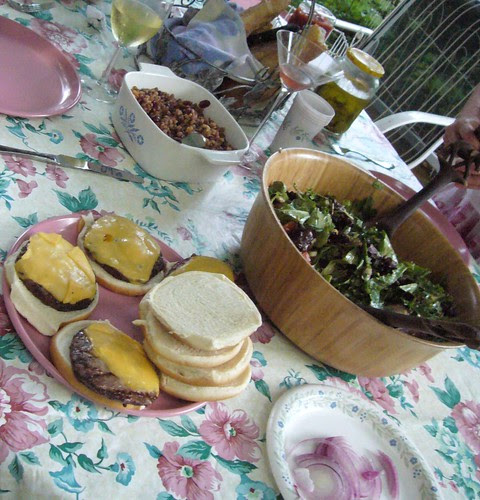 burgers and salad