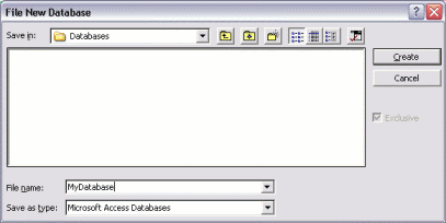 Creating a new database in Access - step 3