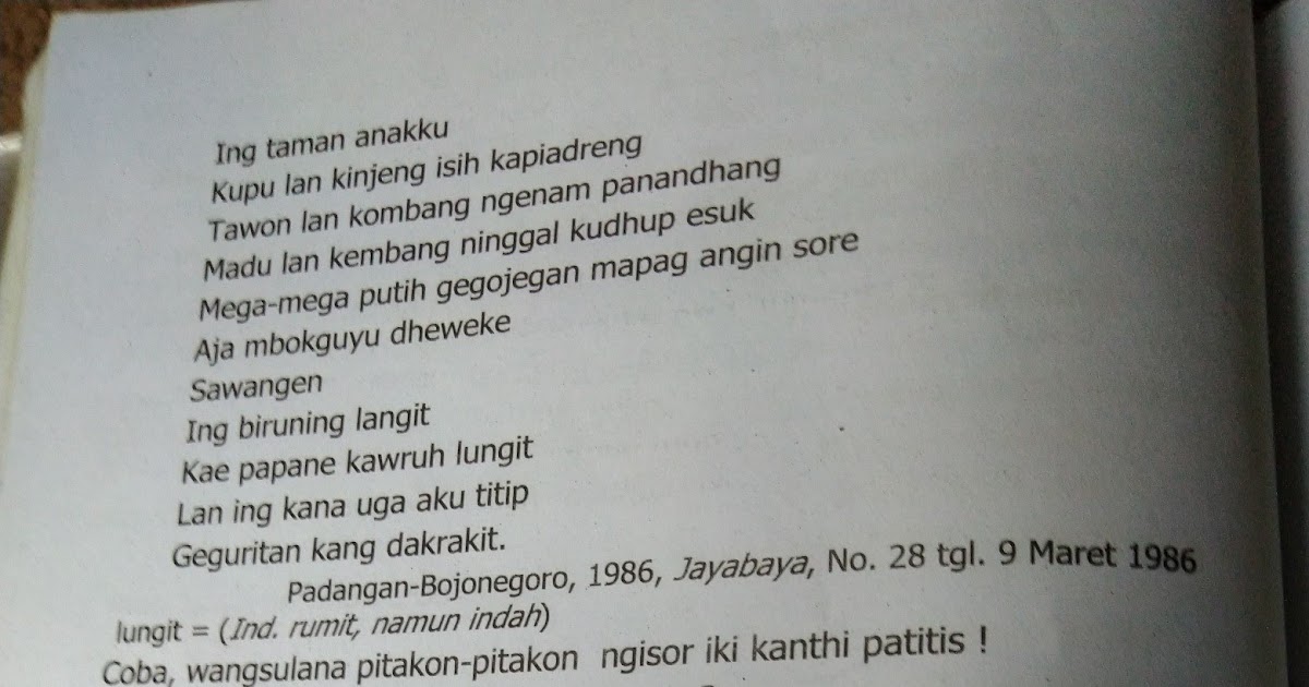 Contoh Basa Rinengga Kang Tinemu Ing Geguritan Tugas Sekolah