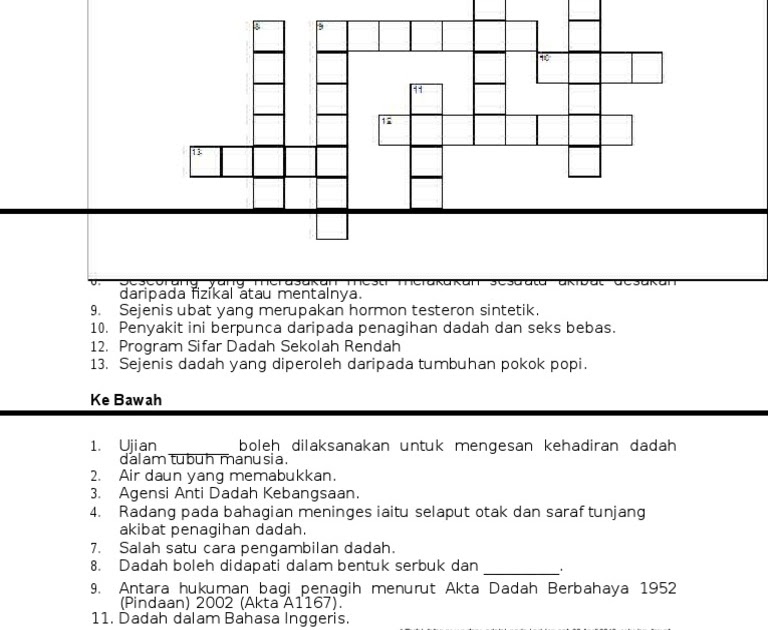 Teka Silang Kata Beserta Jawapan  Teka silang kata matematik tahap 1 2