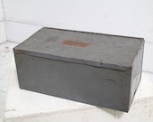 Metal Box Storage Tin Grey Industrial Decal Container Desk Accessory - idaberman