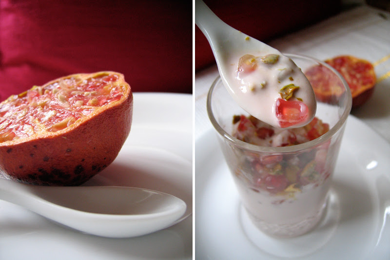 Pomegranate Yoghurt with Toasted Pistachios