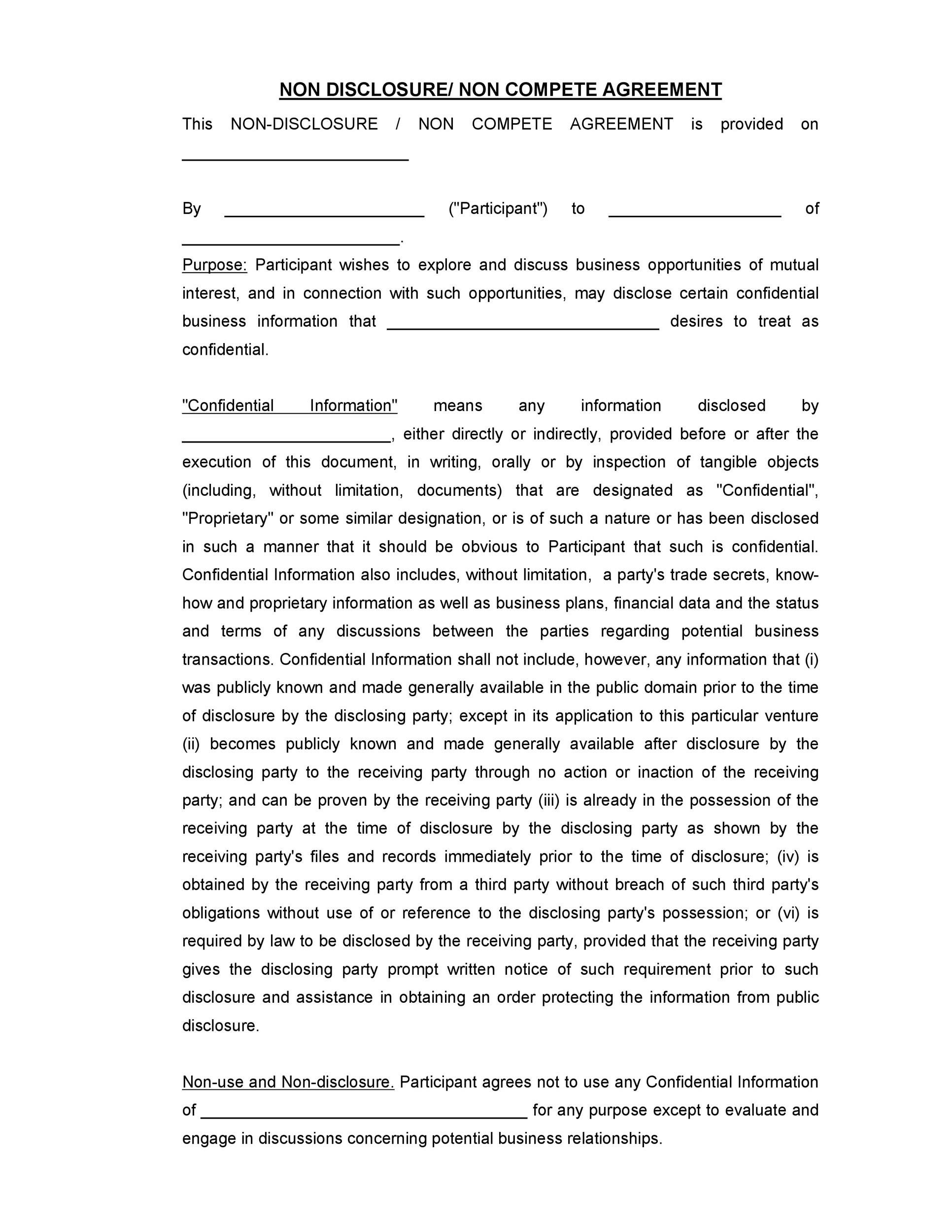 Free Downloadable Non Disclosure Agreement Template Master Template