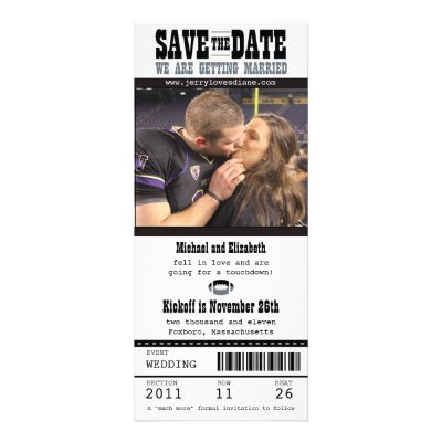 Football Ticket Wedding Save the Date Custom Invite