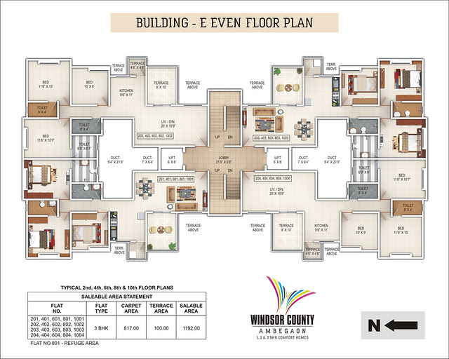 Windsor County Ambegaon Budurk - E Building - Even Floor Plan
