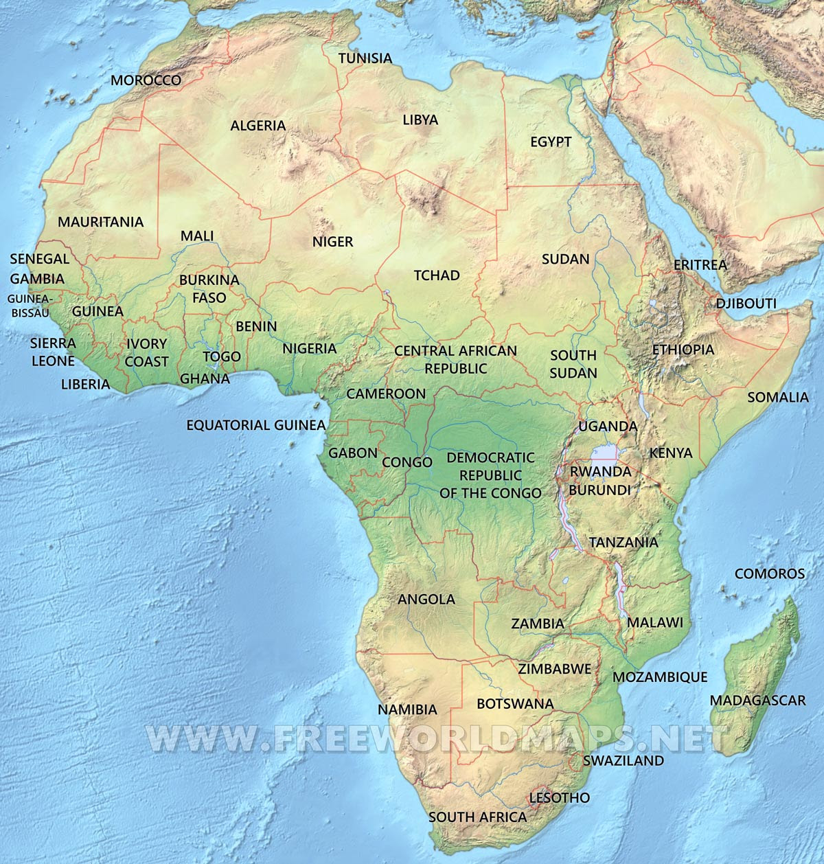 Physical Map Africa | Map Of Africa