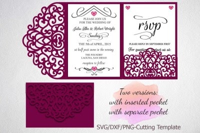 Download Free Download Tri Fold Wedding Invitation Pocket Envelope Svg Template Tri Fold Free PSD Mockup Template