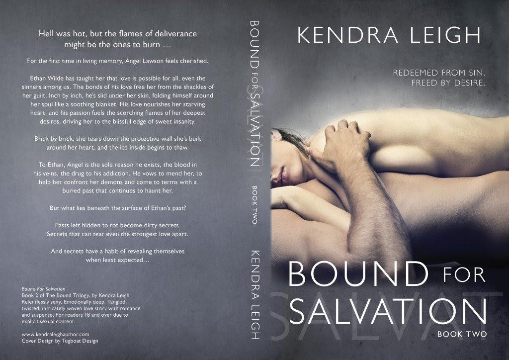 Full cover photo of Bound For Salvation, book 2 of the Bound Trilogy,
an erotic suspense series by Kendra Leigh
