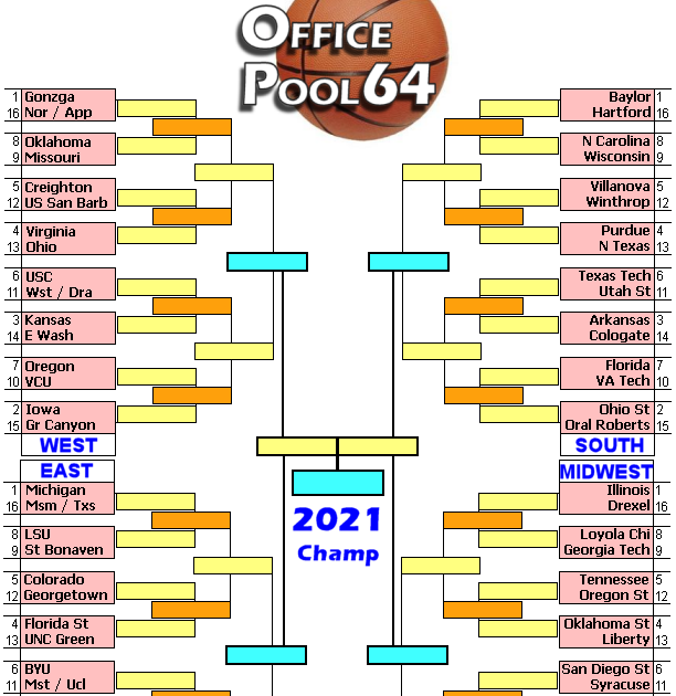 Office Pool Brackets And Results Officepool64 Mens Basketball