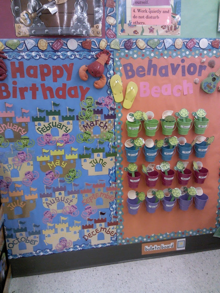 Behavior chart (each child has a pail and they change the color / character in their pail)